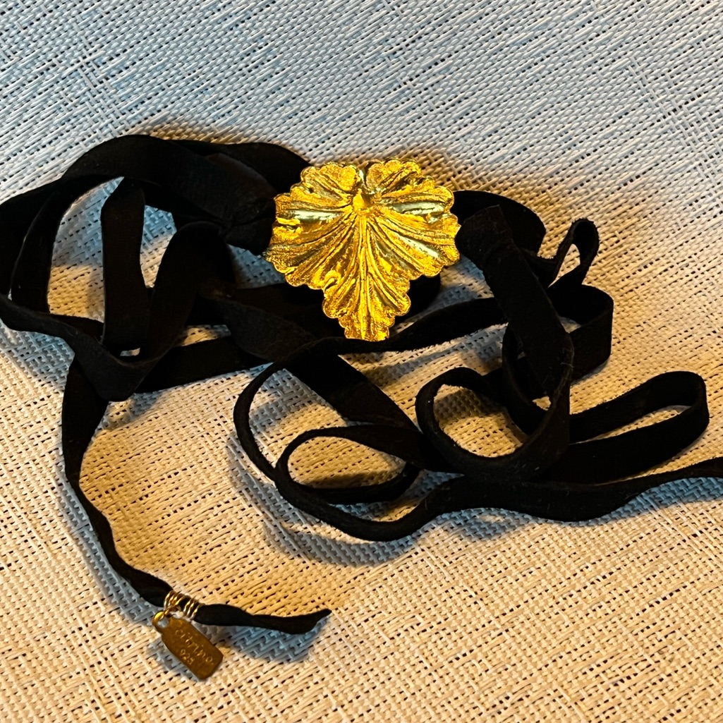 Vintage Chocker Gold/Black By Citrine 925